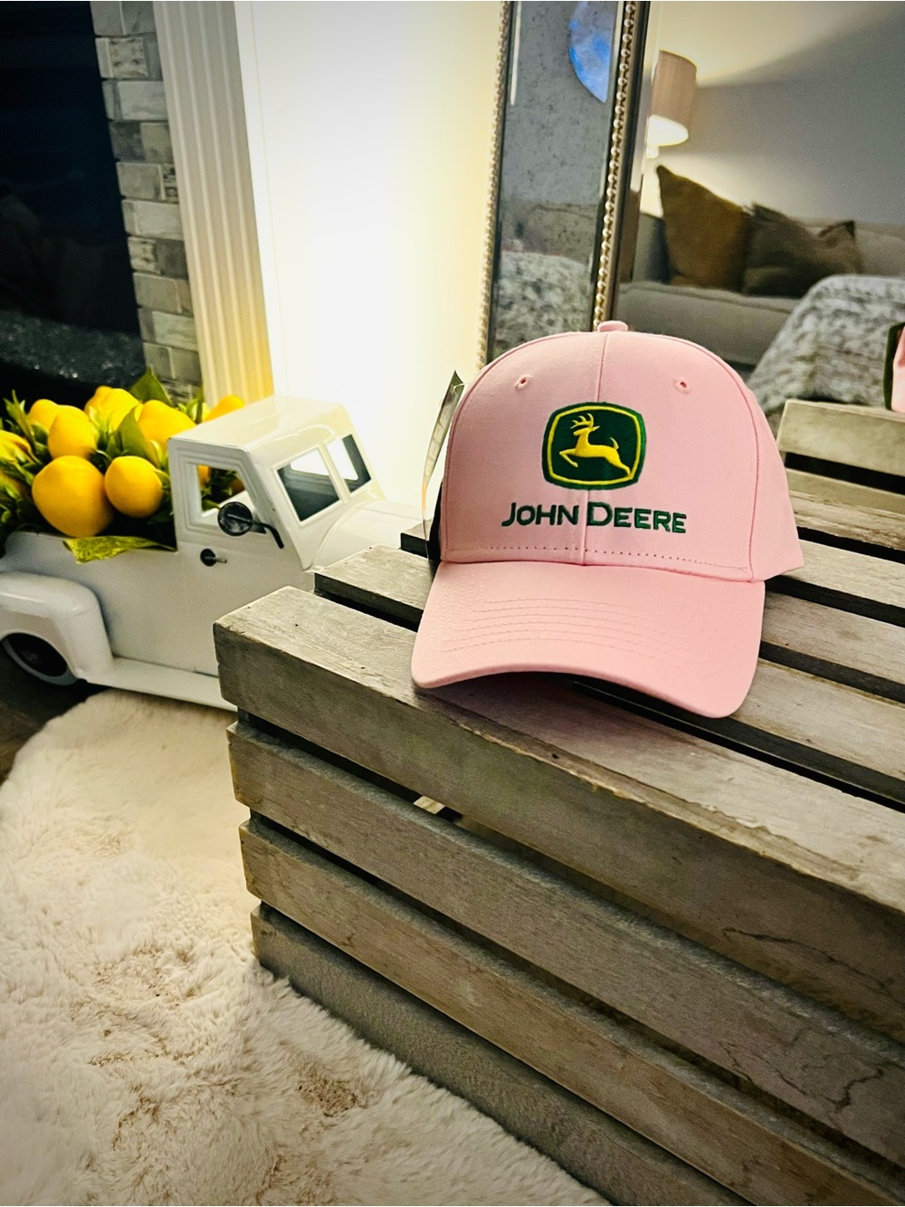 John Deere Pink Cap with Green and Yellow Logo